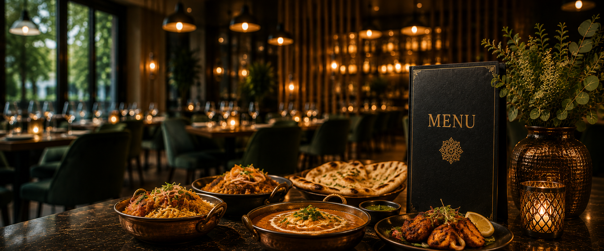Indian feast with Barossa Valley vineyard and red wine